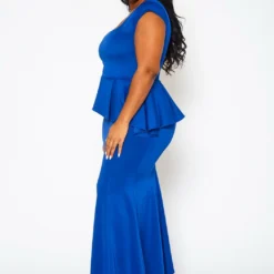 Plus Size Asymmetric Peplum Mermaid Hem Gown -Radiant Drape Sales 2022398 001 2
