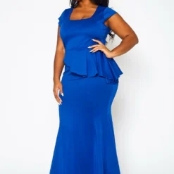 Plus Size Asymmetric Peplum Mermaid Hem Gown -Radiant Drape Sales 2022398 001 3