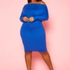 Plus Size Off Shoulder Slinky Mini Dress