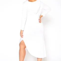Plus Size Curved Hem Hooded Midi Dress -Radiant Drape Sales 2022400 001 4