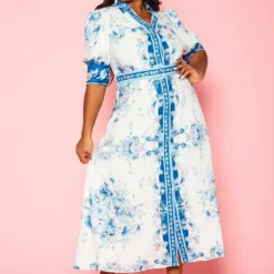 Plus Size Oriental Floral Print Maxi Dress
