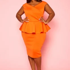 Plus Size Sleeveless V Neck Peplum Dress 8 Plus Size Sleeveless V Neck Peplum Dress -Radiant Drape Sales 2022411 002 2