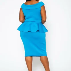 Plus Size Sleeveless V Neck Peplum Dress 10 Plus Size Sleeveless V Neck Peplum Dress -Radiant Drape Sales 2022411 003 4