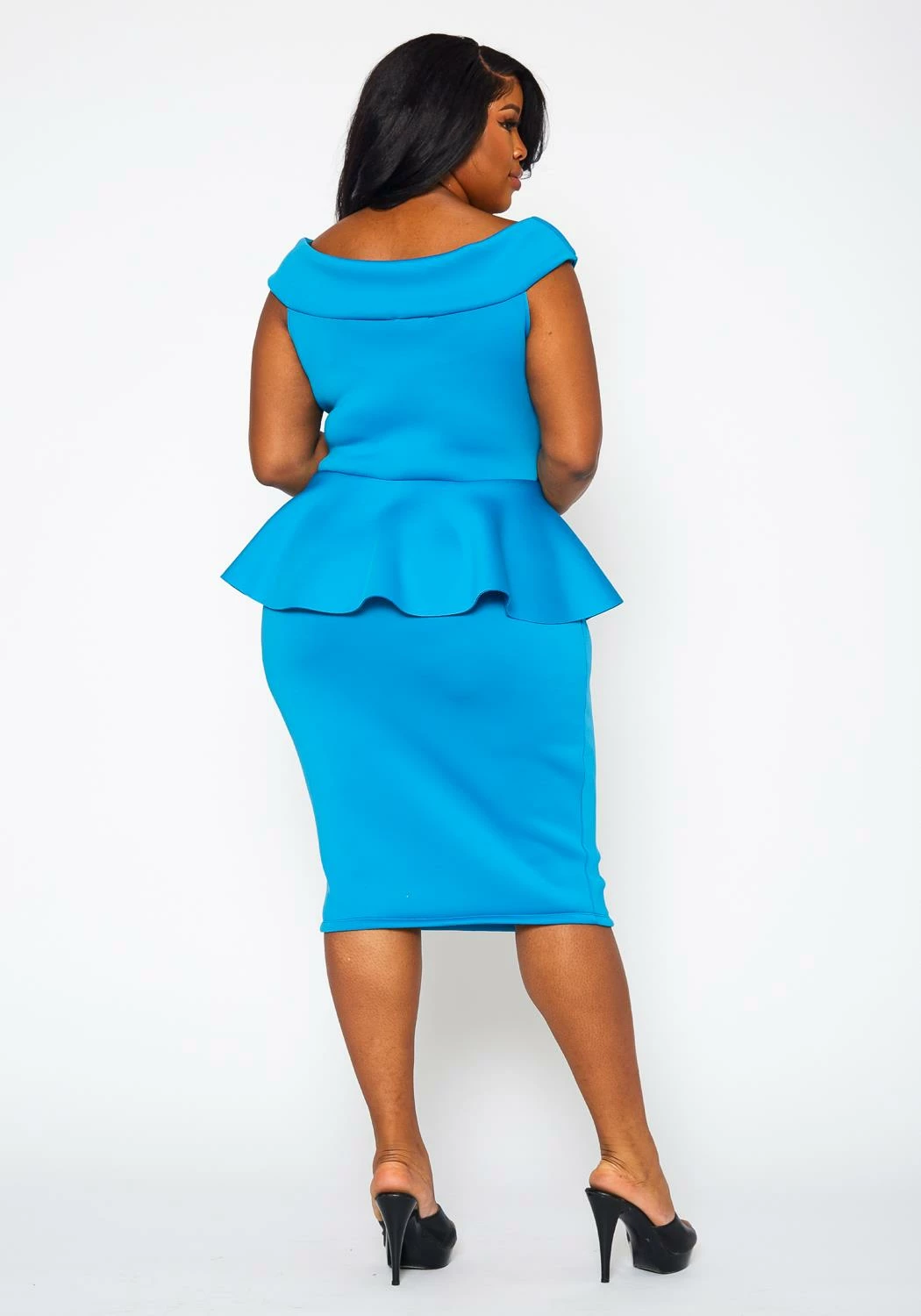 Plus Size Sleeveless V Neck Peplum Dress 5 Plus Size Sleeveless V Neck Peplum Dress - Image 5