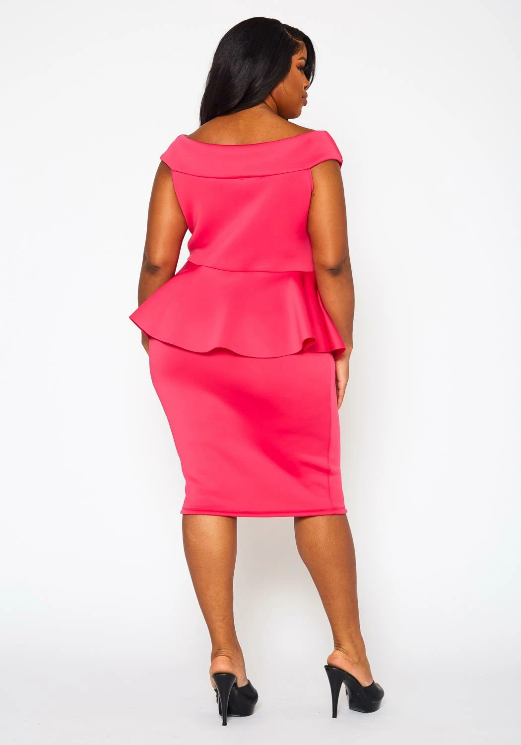 Plus Size Sleeveless V Neck Peplum Dress 5 Plus Size Sleeveless V Neck Peplum Dress - Image 5