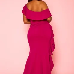 Plus Size Ruffle Trim High Low Gown 10 Plus Size Ruffle Trim High Low Gown -Radiant Drape Sales 2022415 002 4
