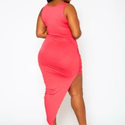 Plus Size Ruched Asymmetric Bodycon Dress 8 Plus Size Ruched Asymmetric Bodycon Dress -Radiant Drape Sales 2022421 001 3