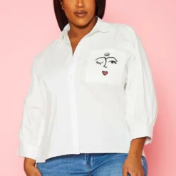 Plus Size Pocket Print Collar Neck Shirt -Radiant Drape Sales 2022428 001 0