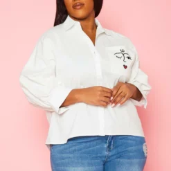 Plus Size Pocket Print Collar Neck Shirt -Radiant Drape Sales 2022428 001 1