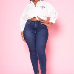 Plus Size Pocket Print Collar Neck Shirt