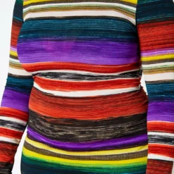 Plus Size Multi Color Pattern Long Sleeve Midi Dress -Radiant Drape Sales 2022429 001 5