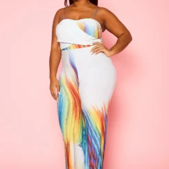 Plus Size Abstract Pattern Cami Jumpsuit -Radiant Drape Sales 2022431 001 4