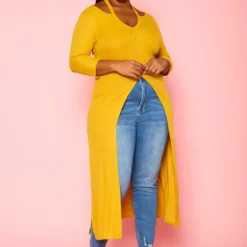 Plus Size Split Hem Longline Top