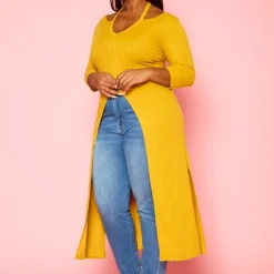 Plus Size Split Hem Longline Top -Radiant Drape Sales 2022436 002 2
