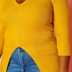 Plus Size Split Hem Longline Top -Radiant Drape Sales 2022436 002 4