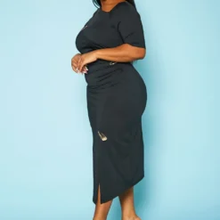 Plus Size Safety Pin Front Slit Bodycon Dress 9 Plus Size Safety Pin Front Slit Bodycon Dress -Radiant Drape Sales 2022438 001 3