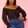 Plus Size Off Shoulder Long Sleeve Bodysuit
