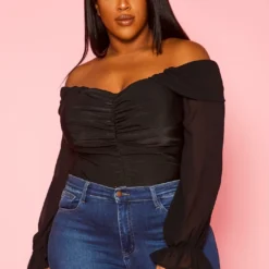 Plus Size Off Shoulder Long Sleeve Bodysuit 8 Plus Size Off Shoulder Long Sleeve Bodysuit -Radiant Drape Sales 2022440 001 2