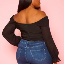 Plus Size Off Shoulder Long Sleeve Bodysuit 10 Plus Size Off Shoulder Long Sleeve Bodysuit -Radiant Drape Sales 2022440 001 4
