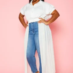 Plus Size Collar Neck Tulle Longline Top -Radiant Drape Sales 2022447 001 3