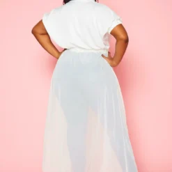 Plus Size Collar Neck Tulle Longline Top -Radiant Drape Sales 2022447 001 4