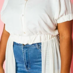 Plus Size Collar Neck Tulle Longline Top -Radiant Drape Sales 2022447 001 5