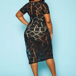 Plus Size Geometric Print Mesh Dress -Radiant Drape Sales 2022448 001 5