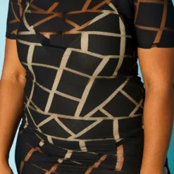 Plus Size Geometric Print Mesh Dress -Radiant Drape Sales 2022448 001 6