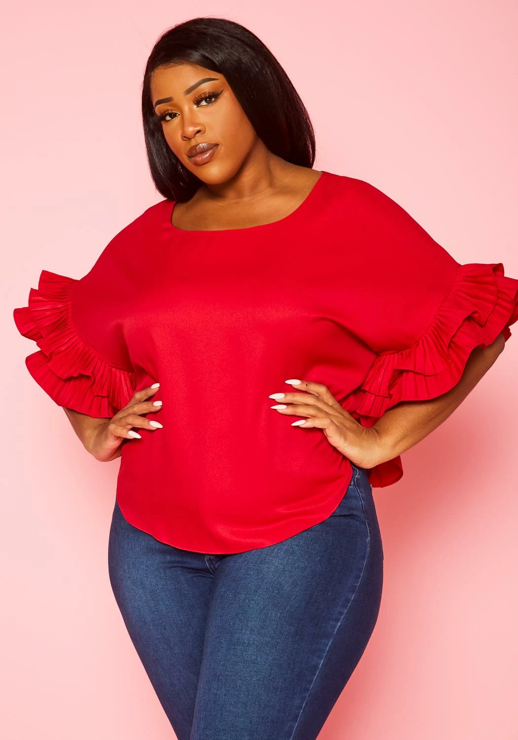 Plus Size Accordion Sleeve Blouse 2 Plus Size Accordion Sleeve Blouse - Image 2