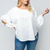 Plus Size Accordion Sleeve Blouse