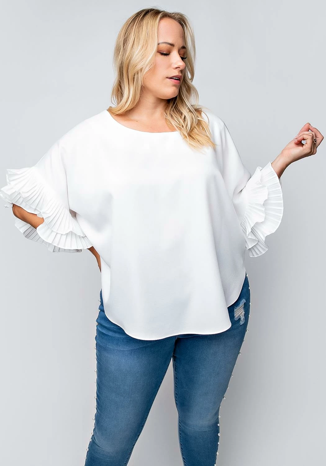 Plus Size Accordion Sleeve Blouse 1 Plus Size Accordion Sleeve Blouse
