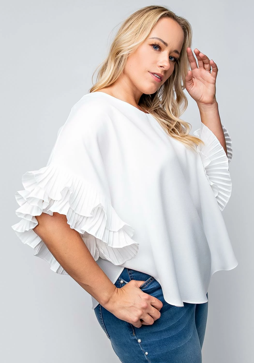 Plus Size Accordion Sleeve Blouse 2 Plus Size Accordion Sleeve Blouse - Image 2