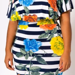 Plus Size Floral Striped Fit & Flare Maxi Dress 9 Plus Size Floral Striped Fit & Flare Maxi Dress -Radiant Drape Sales 2022457 001 4