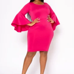Plus Size Angel Sleeve Mini Dress