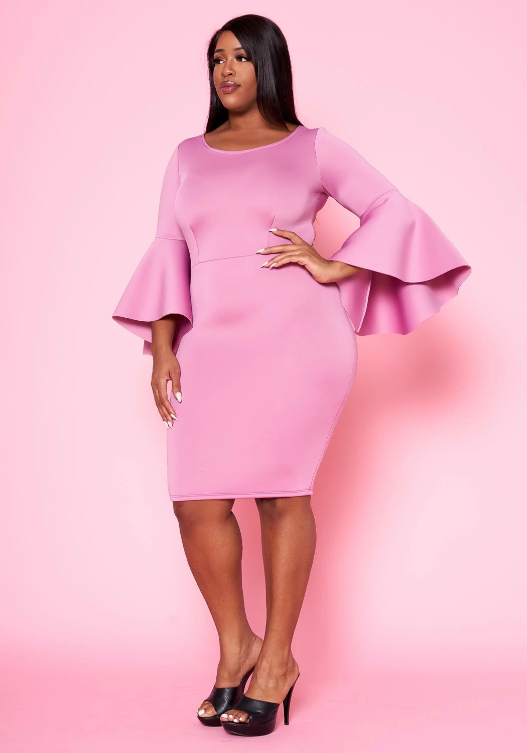 Plus Size Angel Sleeve Mini Dress 2 Plus Size Angel Sleeve Mini Dress - Image 2