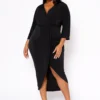Plus Size Drape Front Cocktail Dress