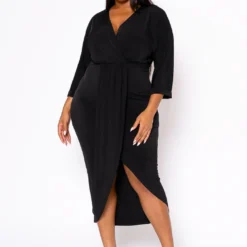 Plus Size Drape Front Cocktail Dress