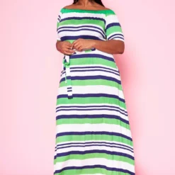 Plus Size Multi Striped Fit & Flare Maxi Dress -Radiant Drape Sales 2022460 002 2