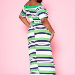 Plus Size Multi Striped Fit & Flare Maxi Dress -Radiant Drape Sales 2022460 002 4