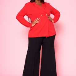 Plus Size Notch Collar Casual Blazer