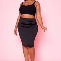 Plus Size High Waist Pencil Skirt