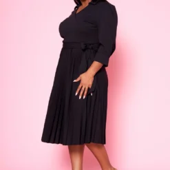 Plus Size Pleated Fit & Flare Midi Dress -Radiant Drape Sales 2022467 001 3