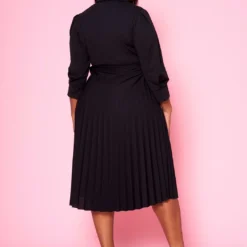 Plus Size Pleated Fit & Flare Midi Dress -Radiant Drape Sales 2022467 001 4
