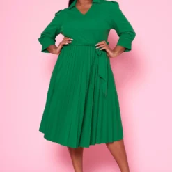 Plus Size Pleated Fit & Flare Midi Dress -Radiant Drape Sales 2022467 003 2