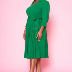 Plus Size Pleated Fit & Flare Midi Dress -Radiant Drape Sales 2022467 003 3