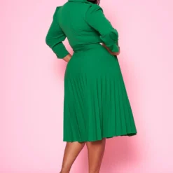 Plus Size Pleated Fit & Flare Midi Dress -Radiant Drape Sales 2022467 003 4