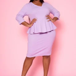 Plus Size Peplum Flare Mini Dress