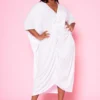 Plus Size Ruched Dolman Sleeve Maxi Dress