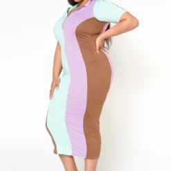 Plus Size Color Block Zip Front Bodycon Dress -Radiant Drape Sales 2022483 002 4