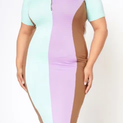 Plus Size Color Block Zip Front Bodycon Dress -Radiant Drape Sales 2022483 002 6
